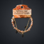 Güneş Taşı Doğal Taşlı Çift Sıralı Zincir Bileklik