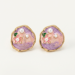 Pastel Dokunuşlu Vintage Çiçek Küpe