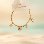 🌊💎 Deniz Esintisi: Altın Renk Sallantılı Charm Bileklik ✨🐚