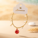 🌊💎 Deniz Esintisi: Altın Renk Sallantılı Charm Bileklik ✨🐚