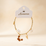 🌊💎 Deniz Esintisi: Altın Renk Sallantılı Charm Bileklik ✨🐚