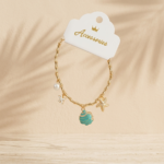 🌊💎 Deniz Esintisi: Altın Renk Sallantılı Charm Bileklik ✨🐚