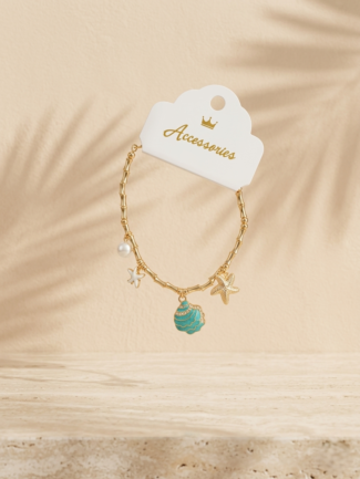 🌊💎 Deniz Esintisi: Altın Renk Sallantılı Charm Bileklik ✨🐚